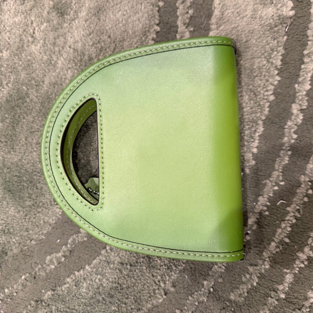 Coach Glovetanned Leather Top Handle Card Case in Dark Lime
